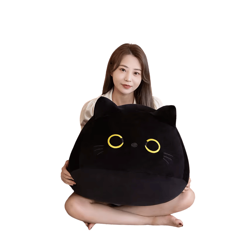 Midnight Meow – Soft Black & Pink Cat Plush (Large Plush)