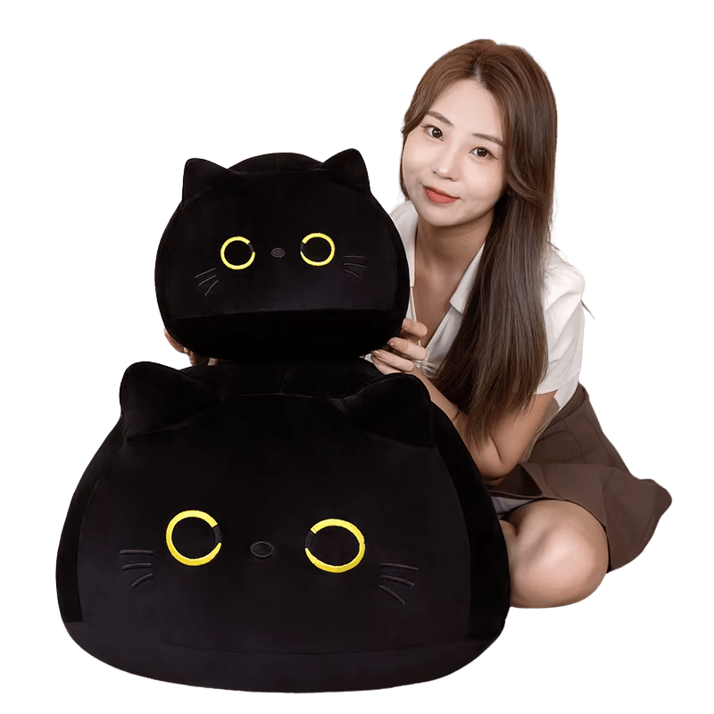 Midnight Meow – Soft Black & Pink Cat Plush (Large Plush)