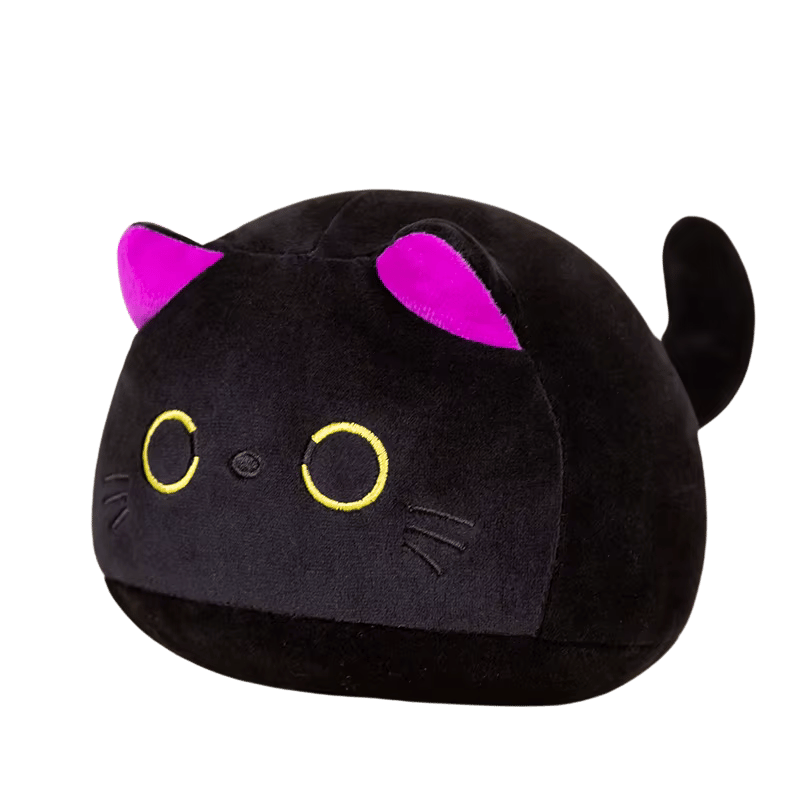 Midnight Meow – Soft Black & Pink Cat Plush (Large Plush)