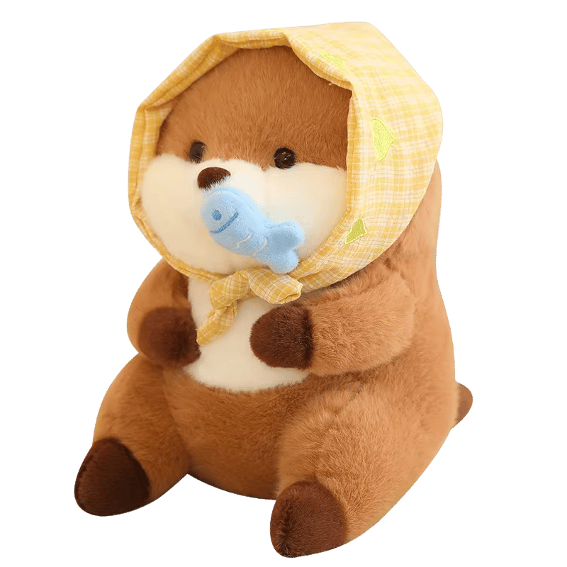 Ollie the Otter Soft Plush Toy Bonnet Blue Fish