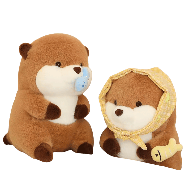 Ollie the Otter Soft Plush Toy Bonnet Blue Fish Pair