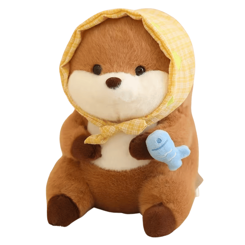 Ollie the Otter Soft Plush Toy Bonnet Blue Fish
