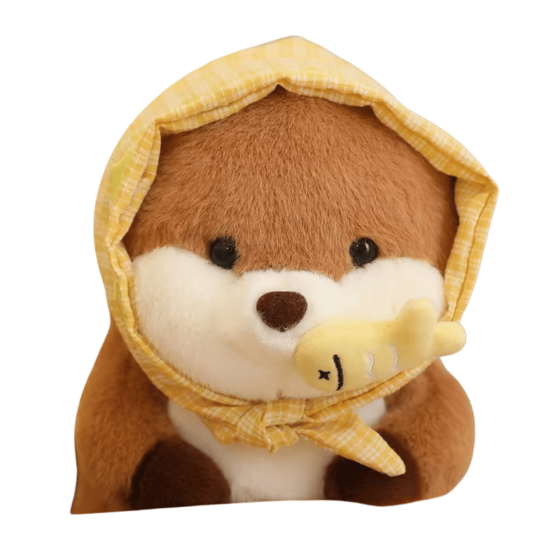 Ollie the Otter Soft Plush Toy Bonnet Yellow Fish Cute