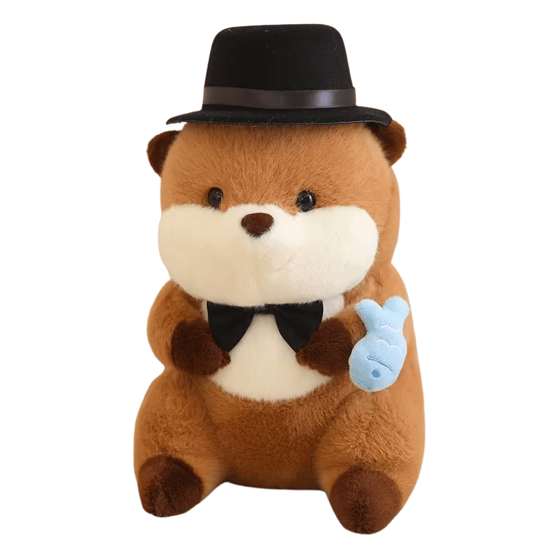 Ollie the Otter Soft Plush Toy Top Hat Blue Fish