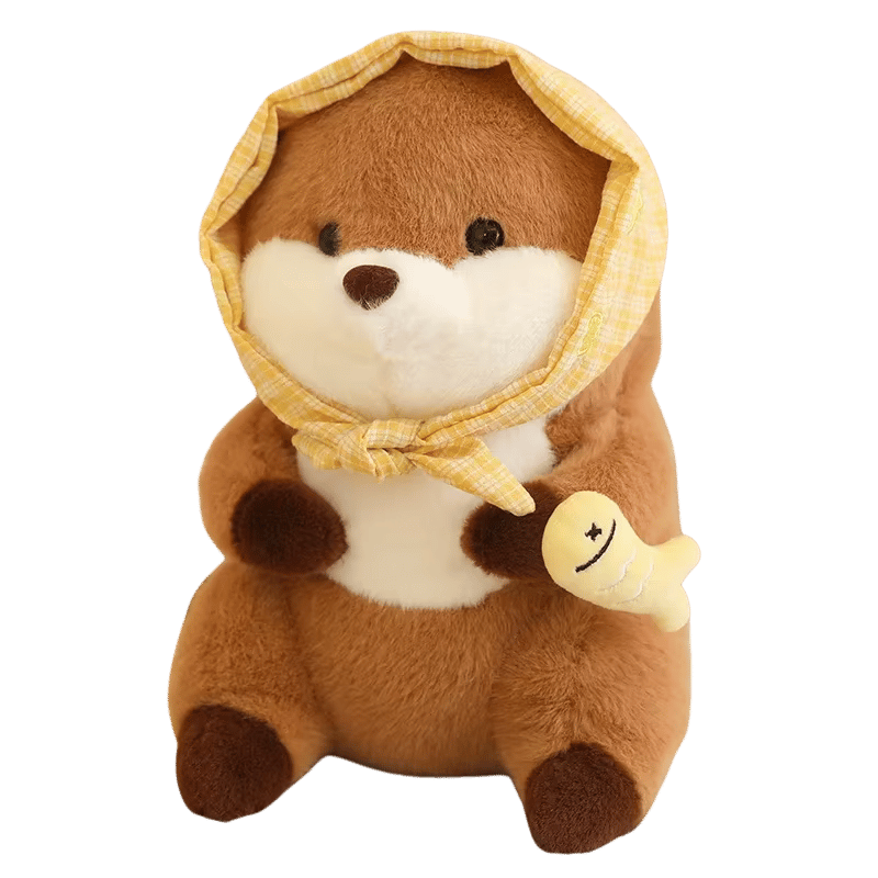Ollie the Otter Soft Plush Toy Bonnet Yellow Fish