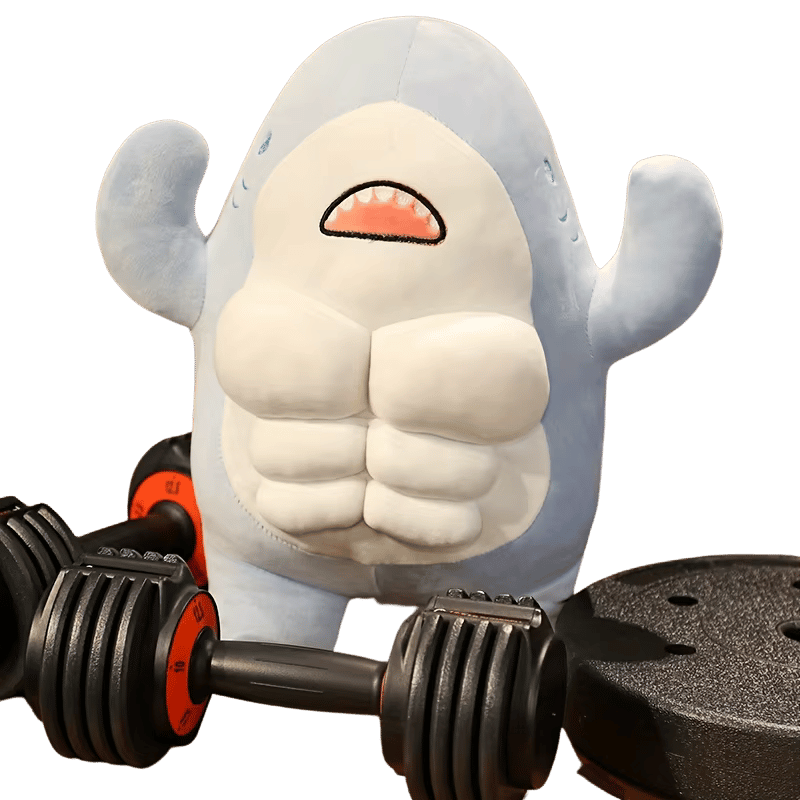 Chad the Shark Muscle Plush Soft Toy Dumbells