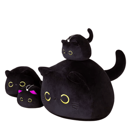 Midnight Meow – Soft Black & Pink Cat Plush (Keyring & Plush)