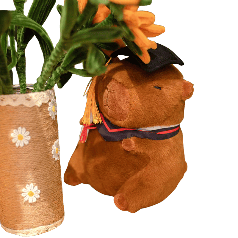 Smarty the Graduate Capybara Plush Flowerrs